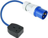 Electraline 872001 16A-13A Fly Lead Converter 16A Plug to 13A Socket, 30cm Lenght, Cable 3G1.5 H05VV-F